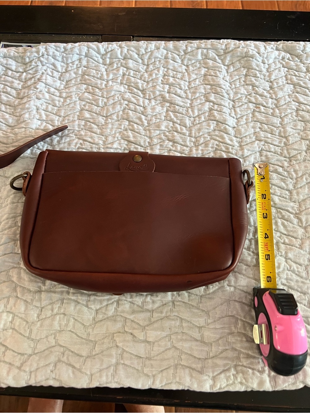 Leather Crossbody Bag / Buckle Strap, matching Eye glass holder New never used - Picture 6 of 10